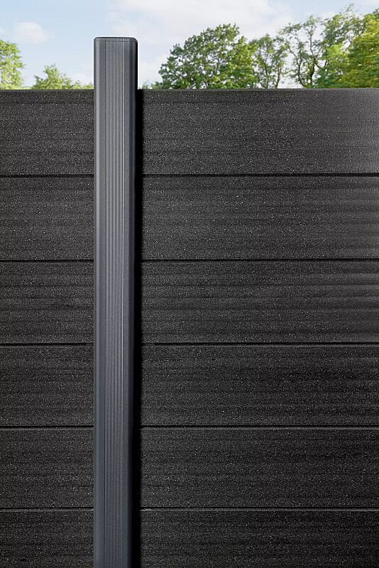 Detail: Grundstütze, Standardausführung für Sicht- und Schallschutzwand LYNWOOD in titangrau