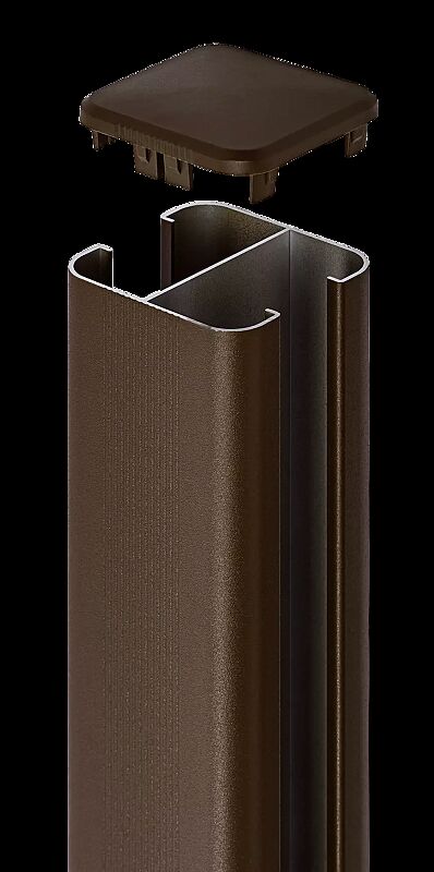 Detail: Grundstütze, Standardausführung für Sicht- und Schallschutzwand LYNWOOD in RAL 8011 nussbraun