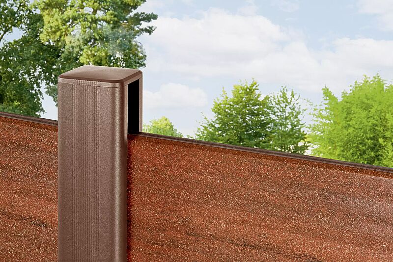 Detail: Grundstütze, Standardausführung für Sicht- und Schallschutzwand LYNWOOD in mahagoni