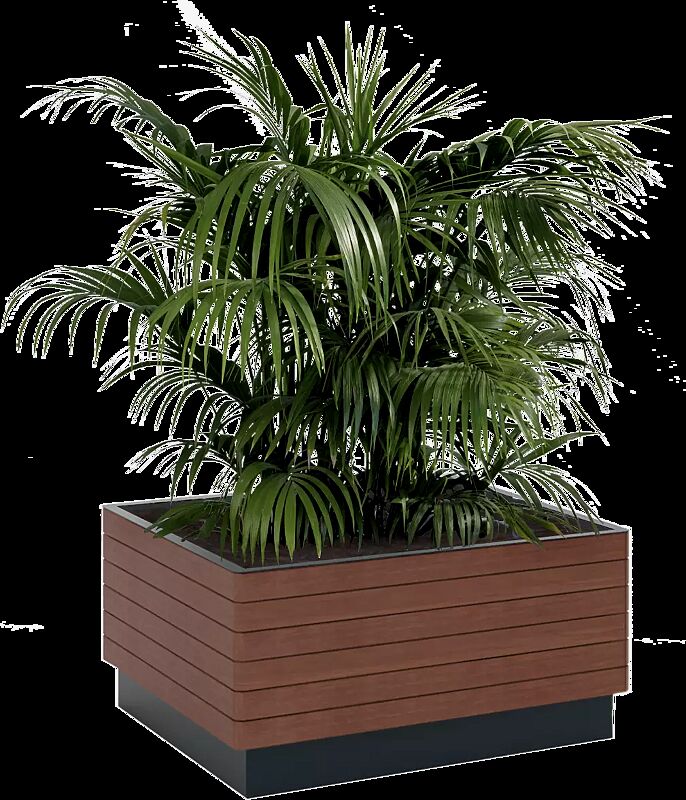 Pflanzbehälter KVETA, 2460 Liter, mit Jatobaholzbelattung, Stahlteile in RAL 7016 anthrazitgrau