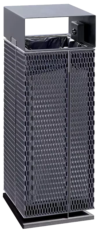 Standabfallbehälter NANUK mit Schutzdach, zum Aufdübeln, Korpus: Streckmetall, in DB 703 eisenglimmer