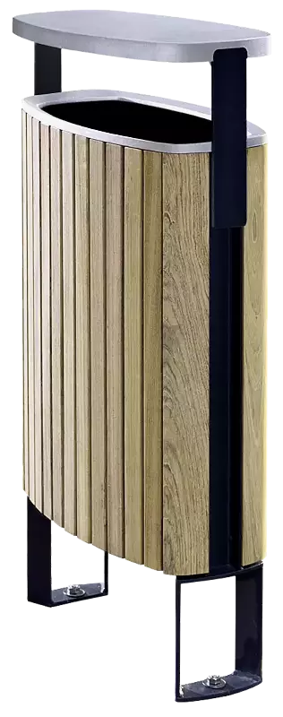 Abfallbehälter MINIUM mit Schutzdach, mit seitlichen Pfosten zum Aufdübeln, mit Robinienholzbelattung, Stahlteile in RAL 7016 anthrazitgrau