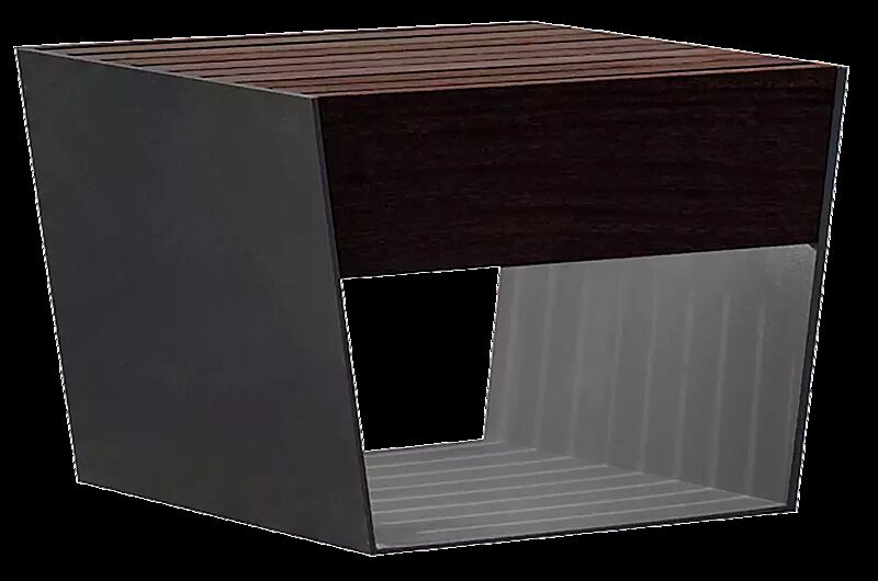 Sitz BLOCQ mit Jatobaholzbelattung, Stahlteile in RAL 7016 anthrazitgrau