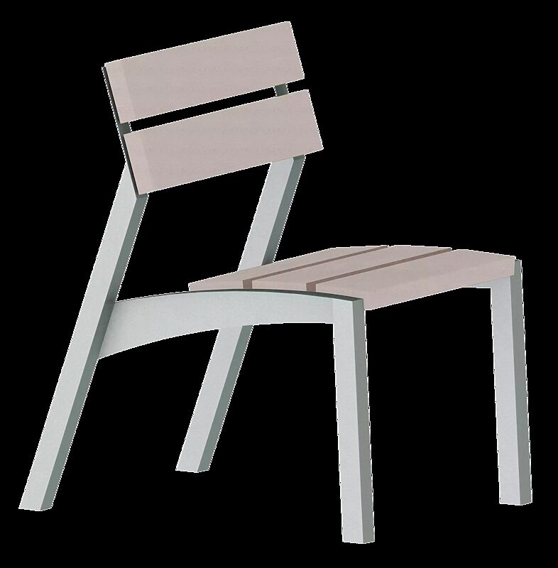 Sitz VERA mit Rückenlehne, mit Resysta®-Belattung, lasiert in natur, Stahlteile in RAL 9007 graualuminium