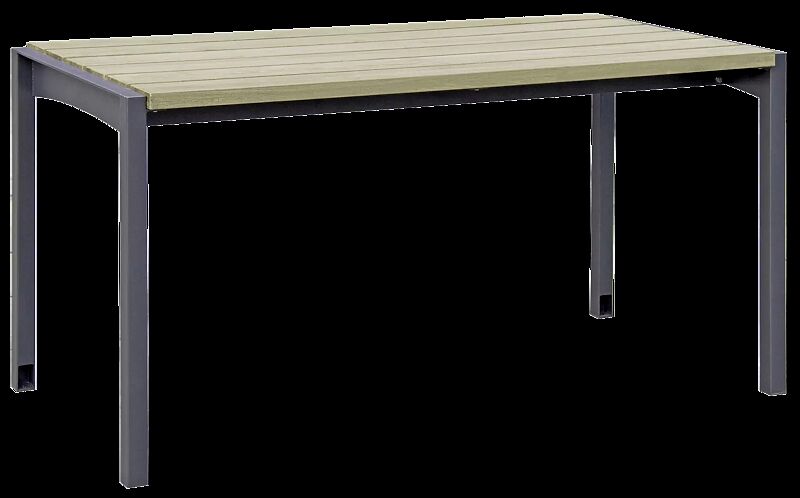 Tisch VERA, mit Resysta®-Belattung, lasiert in natur, Stahlteile in DB 703 eisenglimmer