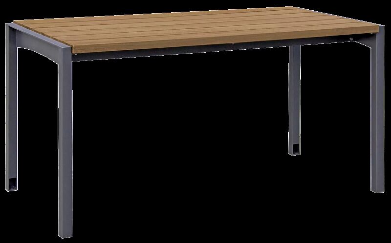 Tisch VERA, mit Resysta®-Belattung, lasiert in pale golden, Stahlteile in DB 703 eisenglimmer