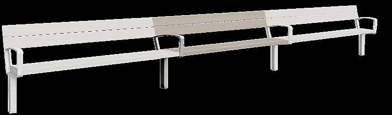 Sitzbank INTERVERA - Mittelelement, mit Resysta®-Belattung, lasiert in natur, Stahlteile in RAL 9007 graualuminium