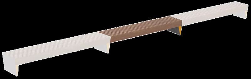 Sitzbank BLOCQ Mittelelement, mit Jatobaholzbelattung, Stahlteile in bicolour