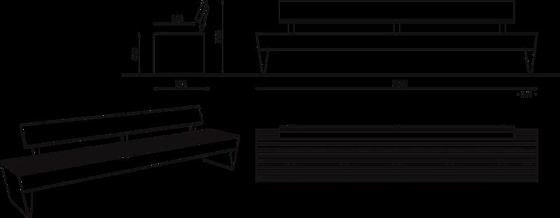 Sitzbank BLOCQ mit Rückenlehne, bicolour