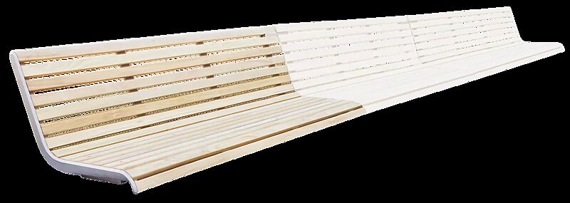 Mauerauflage PORT mit Rückenlehne, Anfangselement links, Breite 1720 mm, mit Robinienholzbelattung