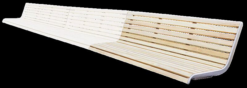 Mauerauflage PORT mit Rückenlehne, Endelement rechts, Breite 1720 mm, mit Robinienholzbelattung