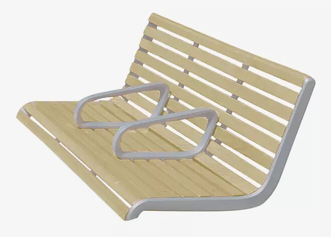 Mauerauflage PORT mit Rückenlehne und mittigen Armlehnen, Breite 1820 mm, mit Robinienholzbelattung