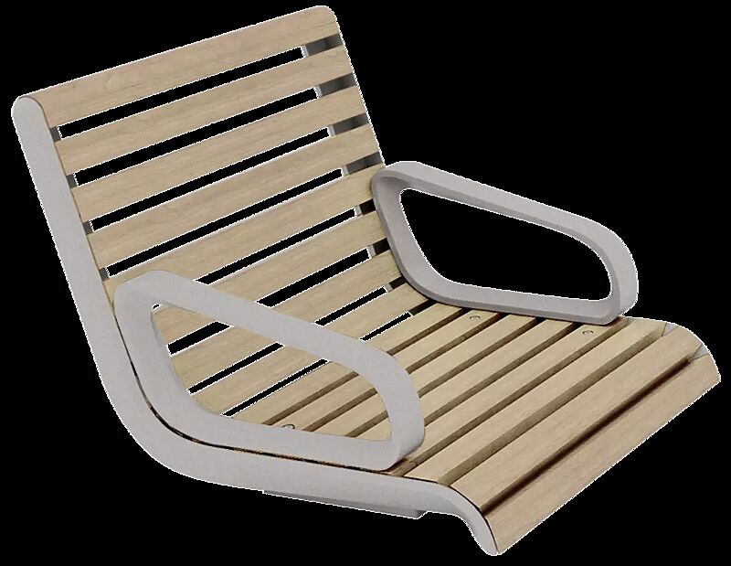 Mauerauflage PORT mit Rückenlehne und seitlichen Armlehnen, Breite 580 mm, mit Robinienholzbelattung