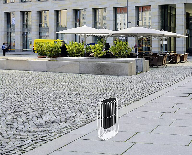 Abfallbehälter TLESK mit Innenbehälter, in RAL 9010 reinweiß