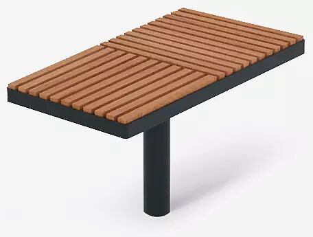 Sitz PIXEL CITÉ, 2 Segmente, mit Jatobaholzbelattung, Stahlteile in RAL 7043 verkehrsgrau B