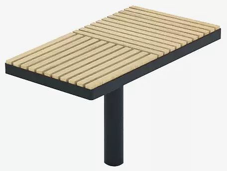 Sitz PIXEL CITÉ, 2 Segmente, mit Robinienholzbelattung, Stahlteile in RAL 7043 verkehrsgrau B