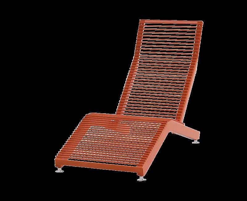 Liegebank RIVAGE, zum freien Aufstellen, Stahlteile in RAL 2004 reinorange