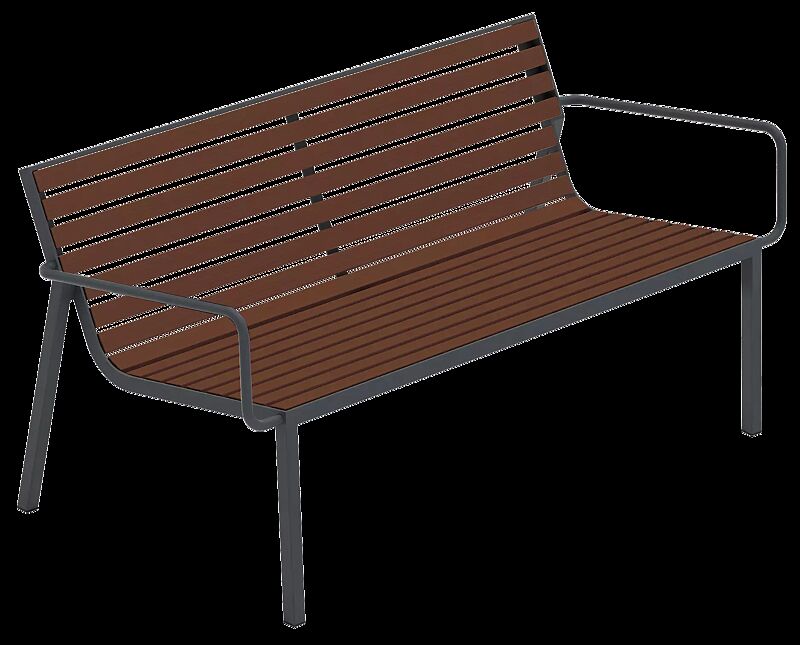 Sitzbank STACK mit Jatobaholzbelattung, Stahlteile in RAL 7024 graphitgrau