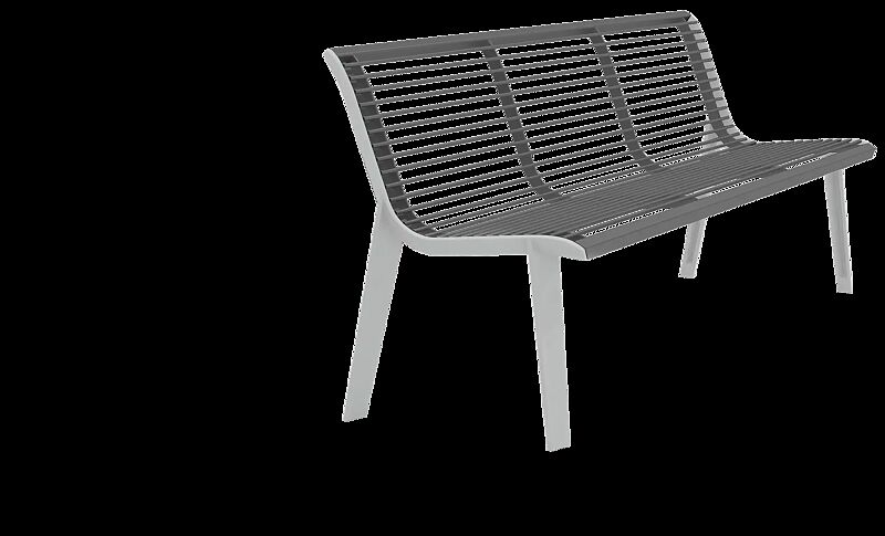 Sitzbank EMAU mit Rückenlehne, Stahlteile in RAL 7010 zeltgrau
