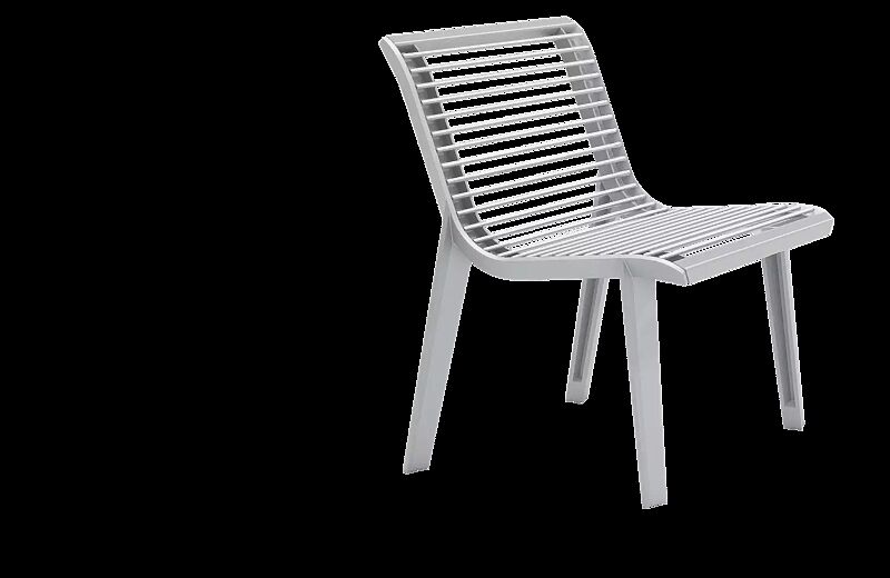 Sitz EMAU mit Rückenlehne, Auflage Sitzfläche und Rückenlehne aus Edelstahl