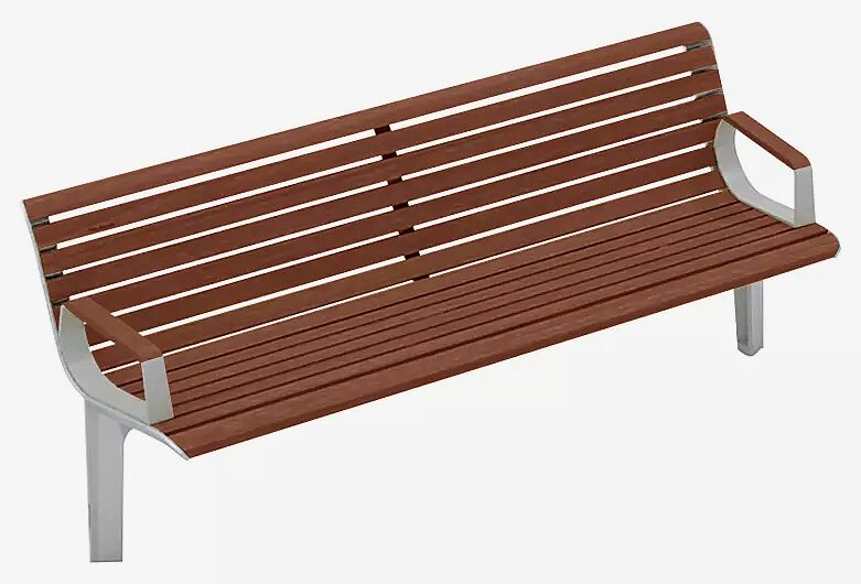 Sitzbank EMAU SOLO mit Rückenlehne und Armlehnen, mit Jatobaholzbelattung