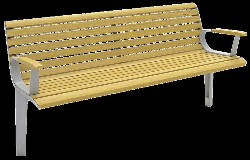 Seniorenbank EMAU SOLO mit Rückenlehne und Armlehnen, mit Robinienholzbelattung