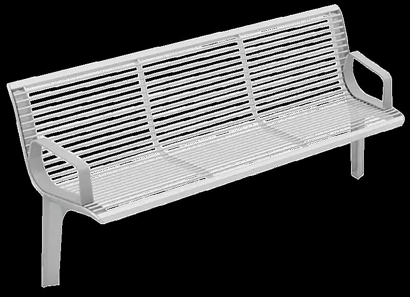 Sitzbank EMAU SOLO mit Rückenlehne und Armlehnen, Auflage Sitzfläche und Rückenlehne aus Edelstahl