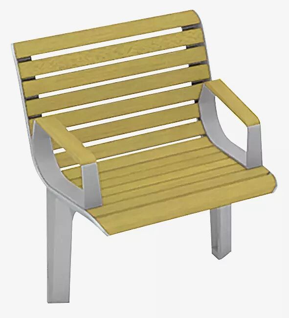 Sitz EMAU SOLO mit Rückenlehne und Armlehnen, mit Robinienholzbelattung