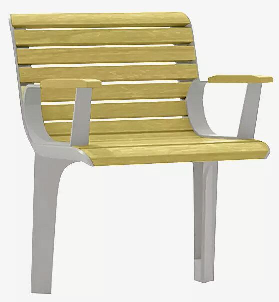 Senioren-Sitz EMAU SOLO mit Rückenlehne und Armlehnen, mit Robinienholzbelattung