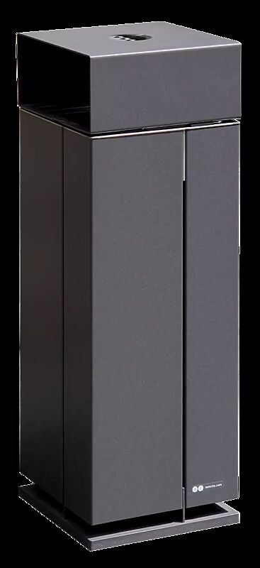 Standabfallbehälter NANUK mit Schutzdach und Ascher, zum Aufdübeln, Korpus: Stahlblech, in DB 703 eisenglimmer