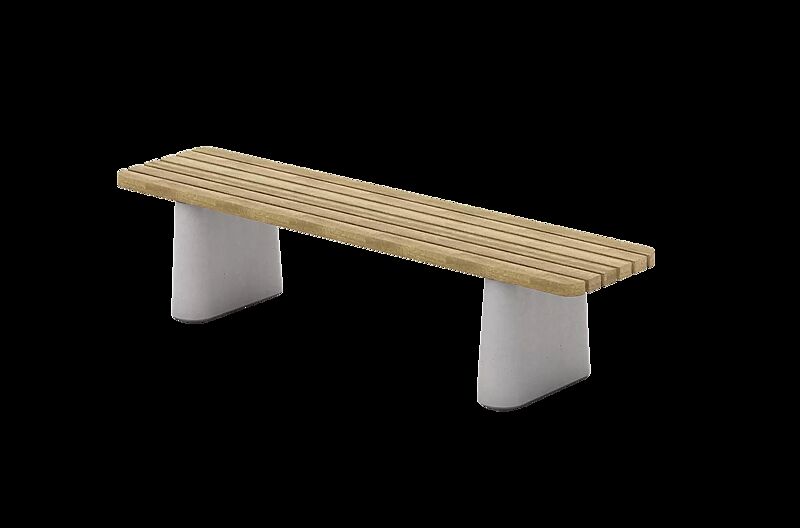 Sitzbank REFORMA ohne Rückenlehne, gerade, mit Längsbelattung, Breite 1800 mm, mit Robinienholzbelattung, HSC®-Beton in hellgrau