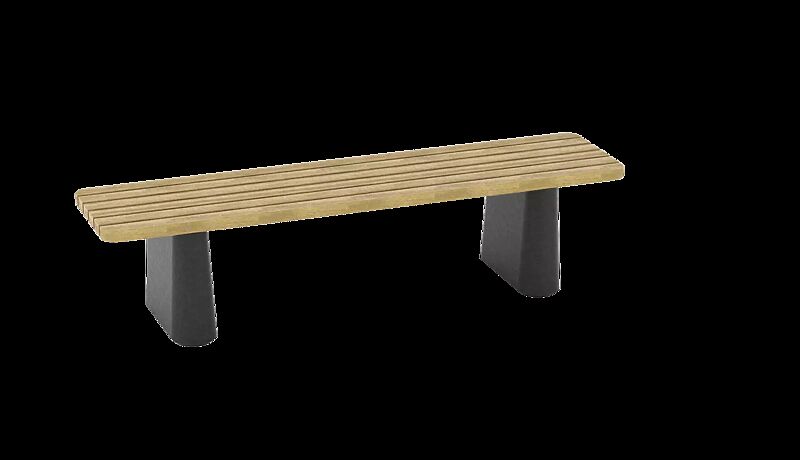 Sitzbank REFORMA ohne Rückenlehne, gerade, mit Längsbelattung, Breite 1800 mm, mit Robinienholzbelattung, HSC®-Beton in dunkelgrau