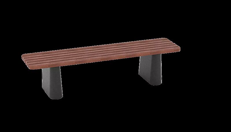Sitzbank REFORMA ohne Rückenlehne, gerade, mit Längsbelattung, Breite 1800 mm, mit Jatobaholzbelattung, HSC®-Beton in dunkelgrau