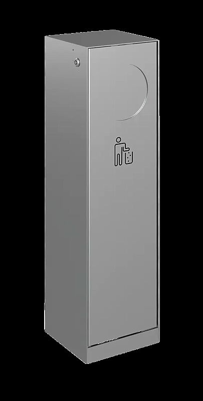 Abfallbehälter CRYSTAL ohne Ascher, 32 Liter, mit Einwurfklappe, Edelstahl, Siebdruck in RAL 9005 tiefschwarz