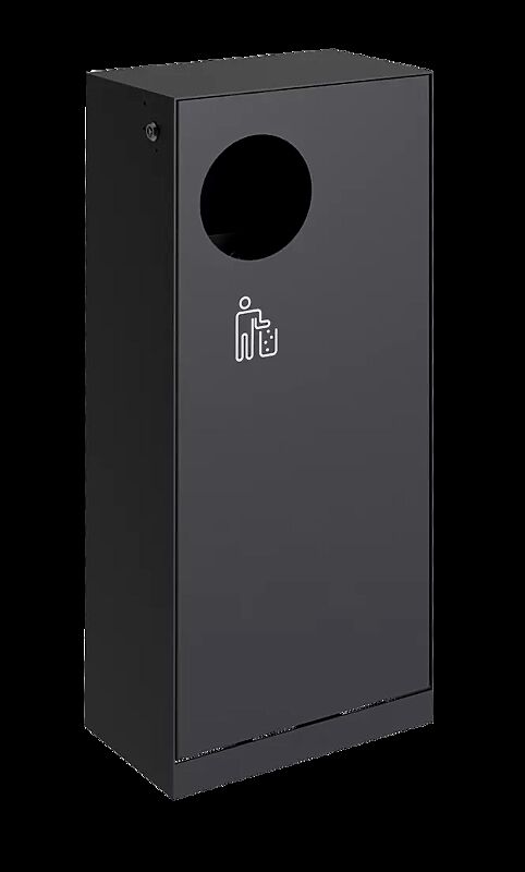 Abfallbehälter CRYSTAL ohne Ascher, 55 Liter, ohne Einwurfklappe, in RAL 7016 anthrazitgrau, Siebdruck in RAL 9003 signalweiß