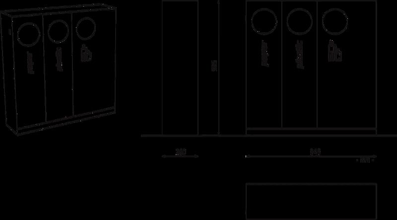 Abfallbehälter CRYSTAL TRIO aus Edelstahl, mit Einwurfklappe