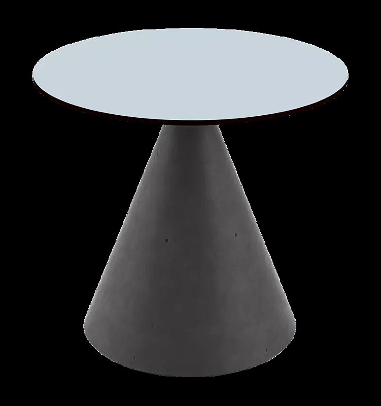 Sitz CONICS mit HPL-Auflage in Glacier blue 0706, HPC-Beton in dunkelgrau