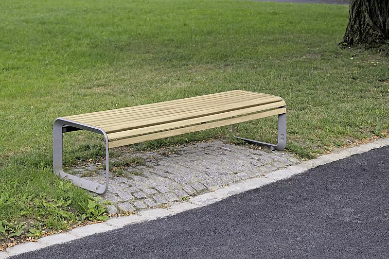 Sitzbank PORTIQOA ohne Rückenlehne, mit Robinienholzbelattung