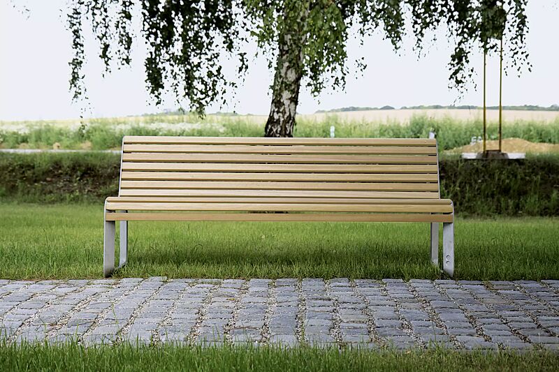Sitzbank PORTIQOA mit Rückenlehne, mit Robinienholzbelattung