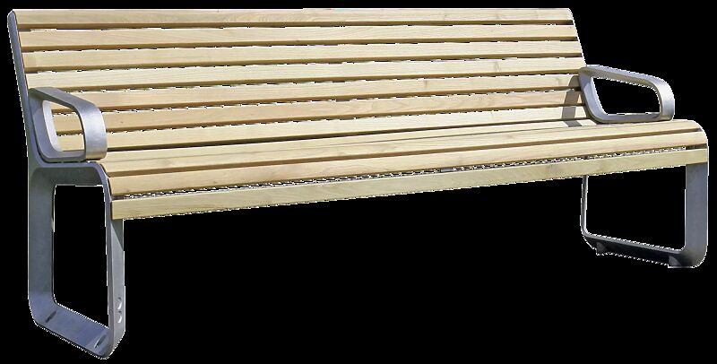 Sitzbank PORTIQOA mit Rückenlehne und Armlehnen, mit Robinienholzbelattung