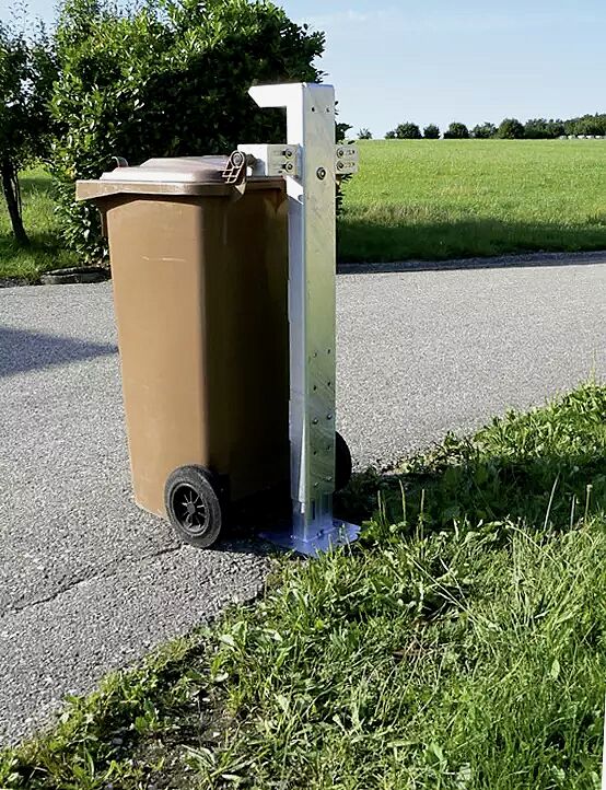 Mülltonensäule FIXOUT, feuerverzinkt, zum Aufdübeln, für Mülltonnen 120 bis 240 L