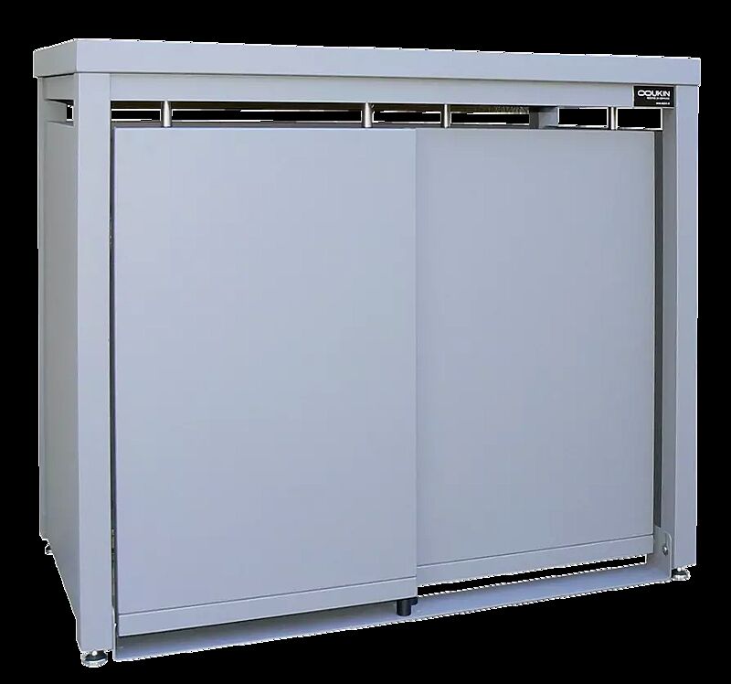 Müllbehälter-Doppelschrank STYLEOUT® BLANK mit Pflanzdach, Aluminiumkonstruktion in RAL 7005 mausgrau