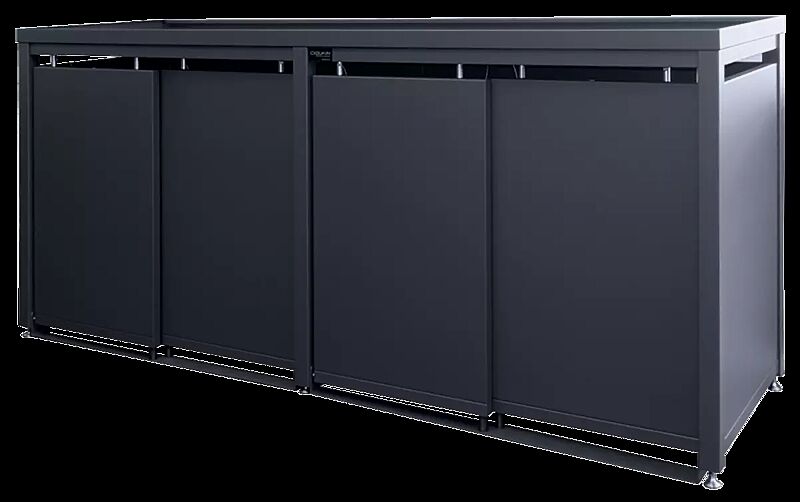 Müllbehälter-Vierfachschrank STYLEOUT® BLANK mit Pflanzdach, Aluminiumkonstruktion in RAL 7016 anthrazitgrau