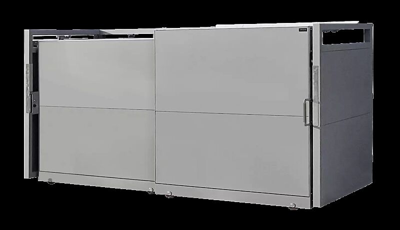 Müllbehälter-Doppelschrank STYLEOUT® BLANK 1100, Aluminiumkonstruktion in RAL 9007 graualuminium