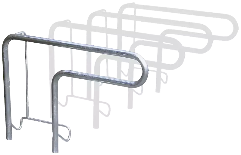 Reihenparker HEDLAND einseitig, tief / tief, Tiefstellung nur langer Bügel, zum Aufdübeln bei -200 mm