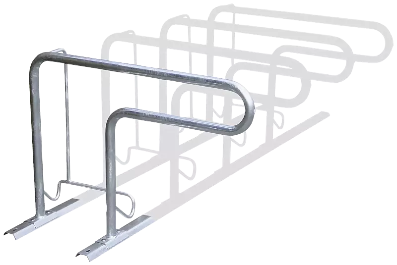 Reihenparker HEDLAND einseitig, tief / tief, Tiefstellung nur langer Bügel, zum Aufdübeln bei +/- 0 mm