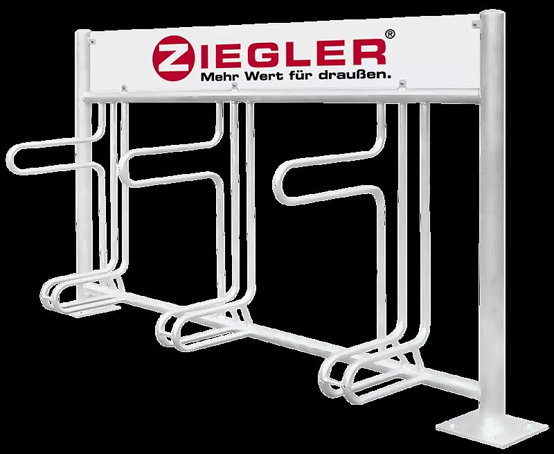 Fahrradständer ADELAIDE einseitig, zum Aufdübeln, 3 Stellplätze, mit Werbeschild, Edelstahl