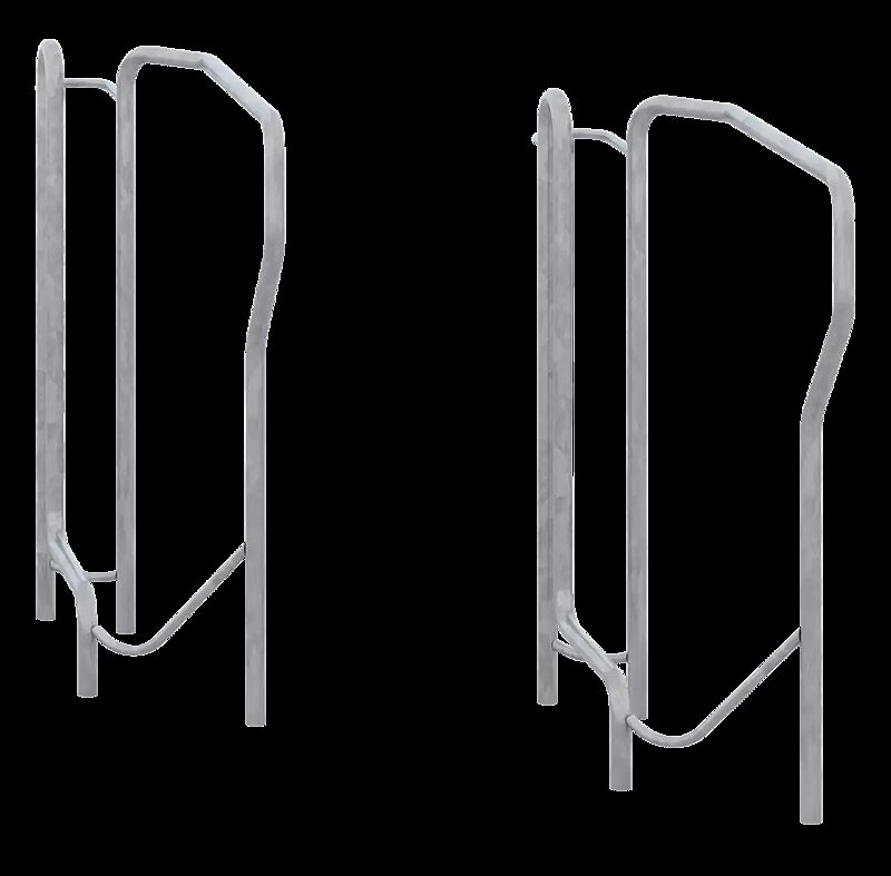 Fahrradparker TACOMA einseitig 45°, tief, zum Aufdübeln bei -200 mm, 1 Stellplatz, feuerverzinkt