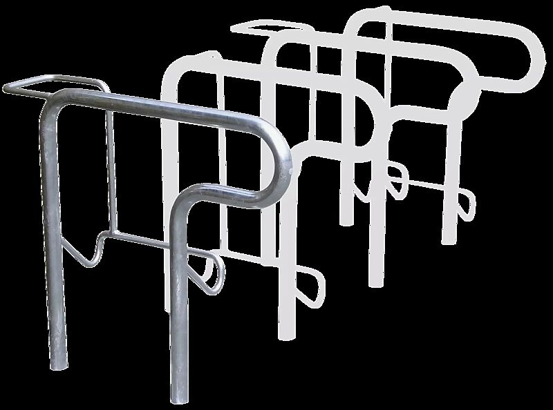 Reihenparker HEDLAND einseitig, hoch / tief, Tiefstellung kurzer Bügel, zum Aufdübeln bei -200 mm