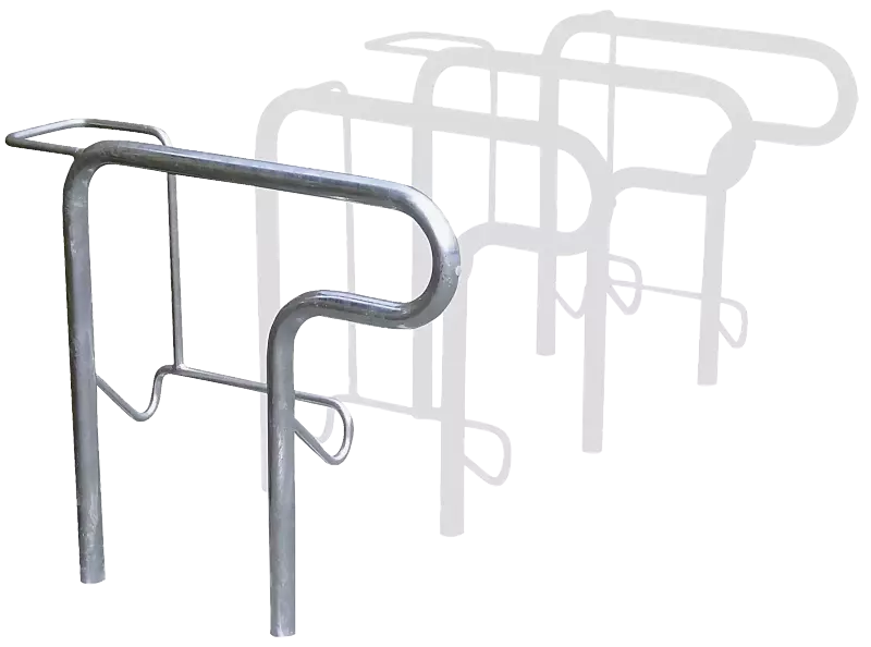 Reihenparker HEDLAND einseitig, hoch / tief, Tiefstellung kurzer Bügel, zum Aufdübeln bei -200 mm